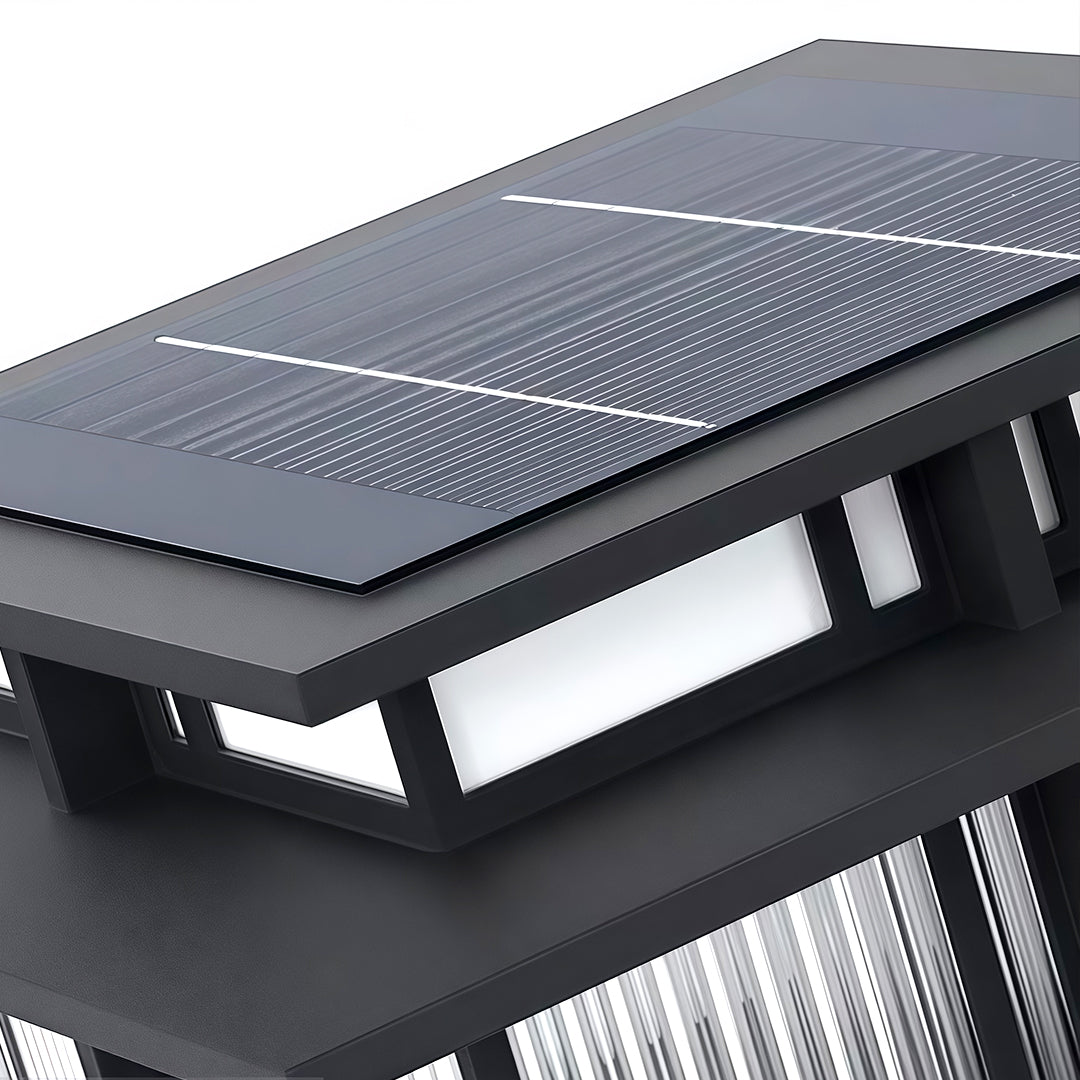 Modern Square Outdoor Pillar Light — Stainless Steel & Copper, LED 3000K, IP65, Brass or Black, Solar or Hardwired