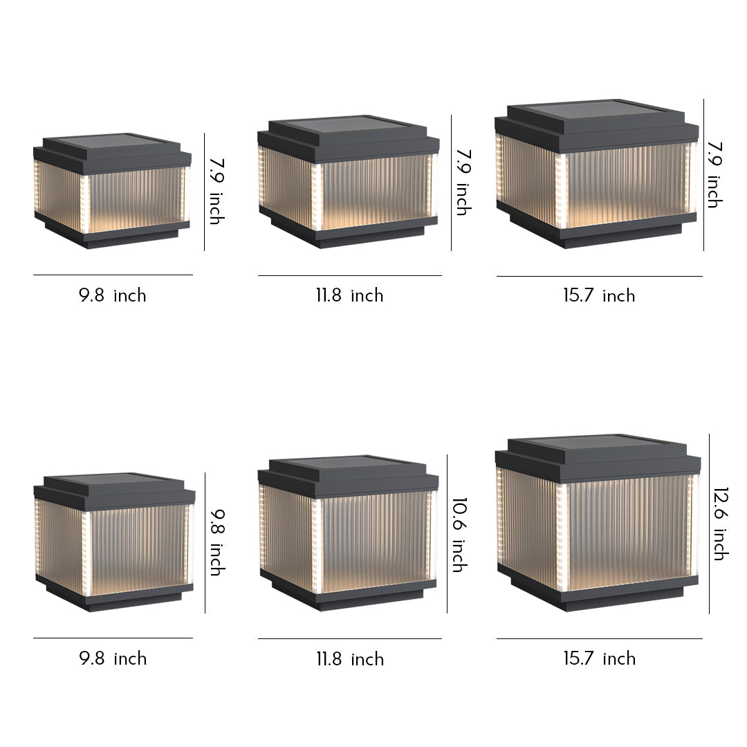 Minimalist Outdoor Pillar Light — Stainless Steel, Clear Glass, IP65 Weatherproof, Solar or Hardwired, 3 Sizes