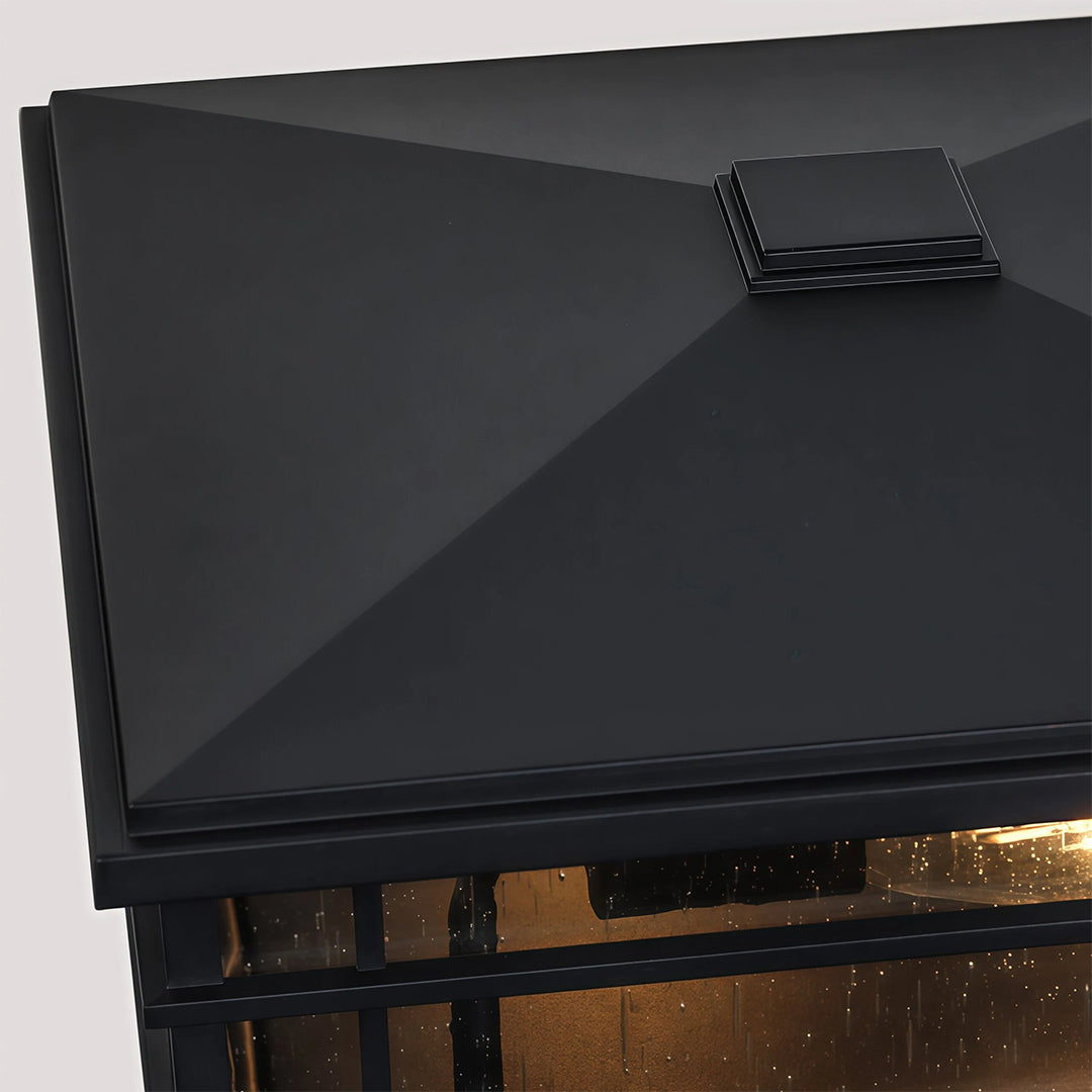 Minimalist Outdoor Pillar Light — Sand-Black Aluminum, Clear Glass, E27, IP54
