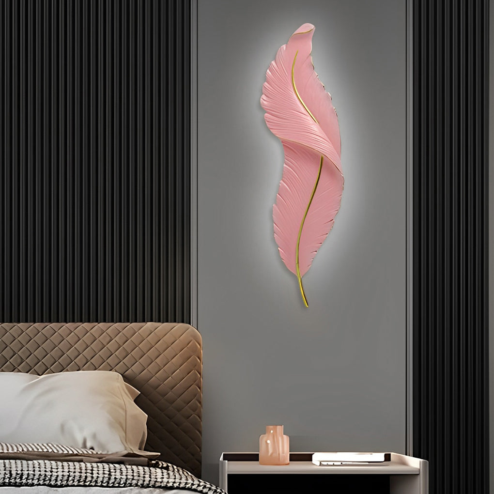 Modern Luxury LED Feather Wall Light - White Resin Art Corridor Lamp