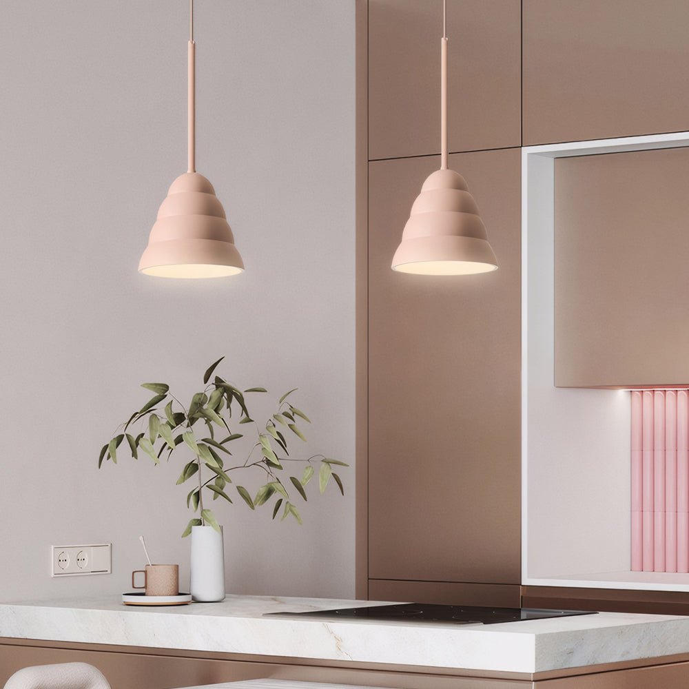pink figura arc pendant lamp with 1 light in resin