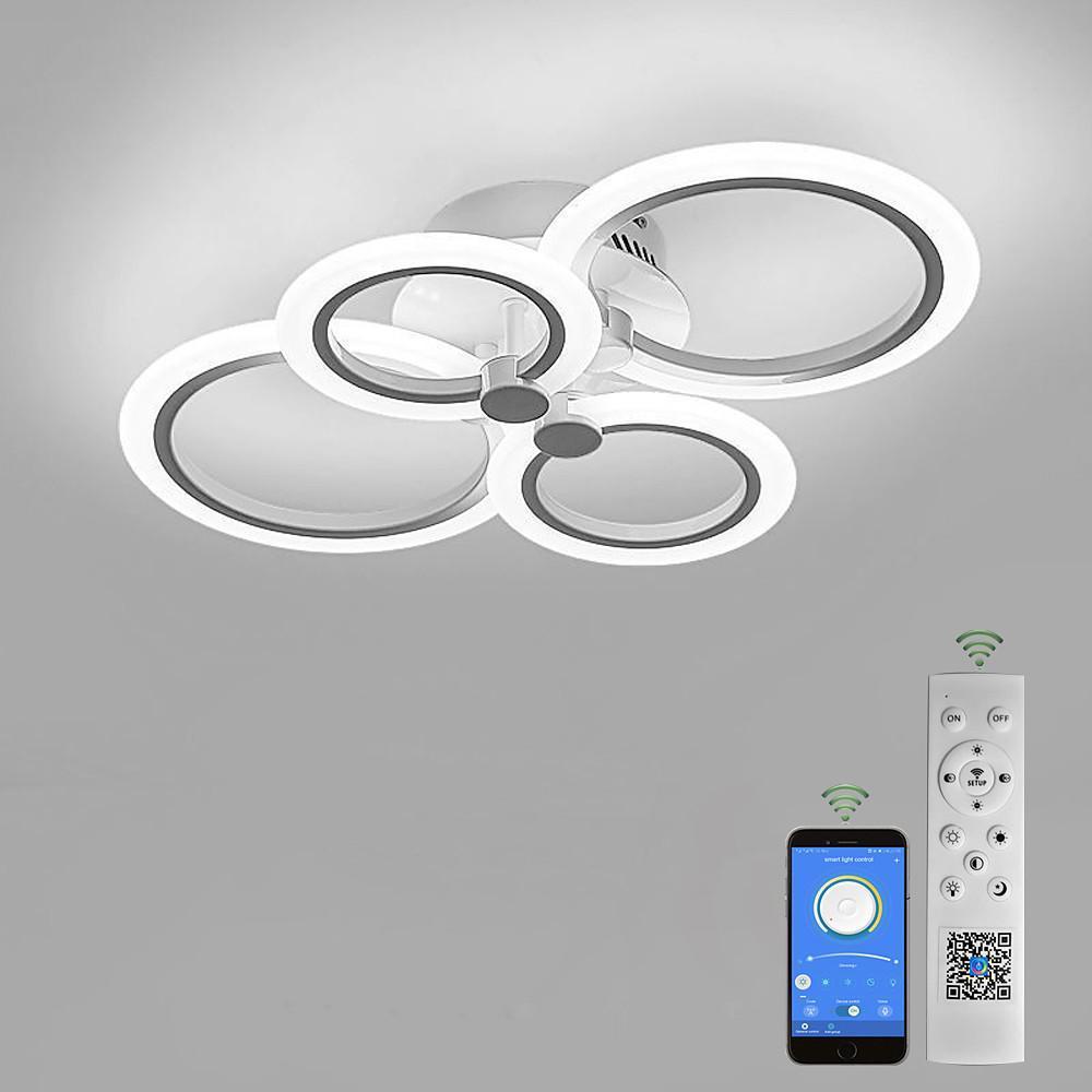 Tiered Circles Flush-Mount Ceiling Light — Aluminum & Acrylic, 2800K–7000K, 4-Light / 6-Light / 8-Light
