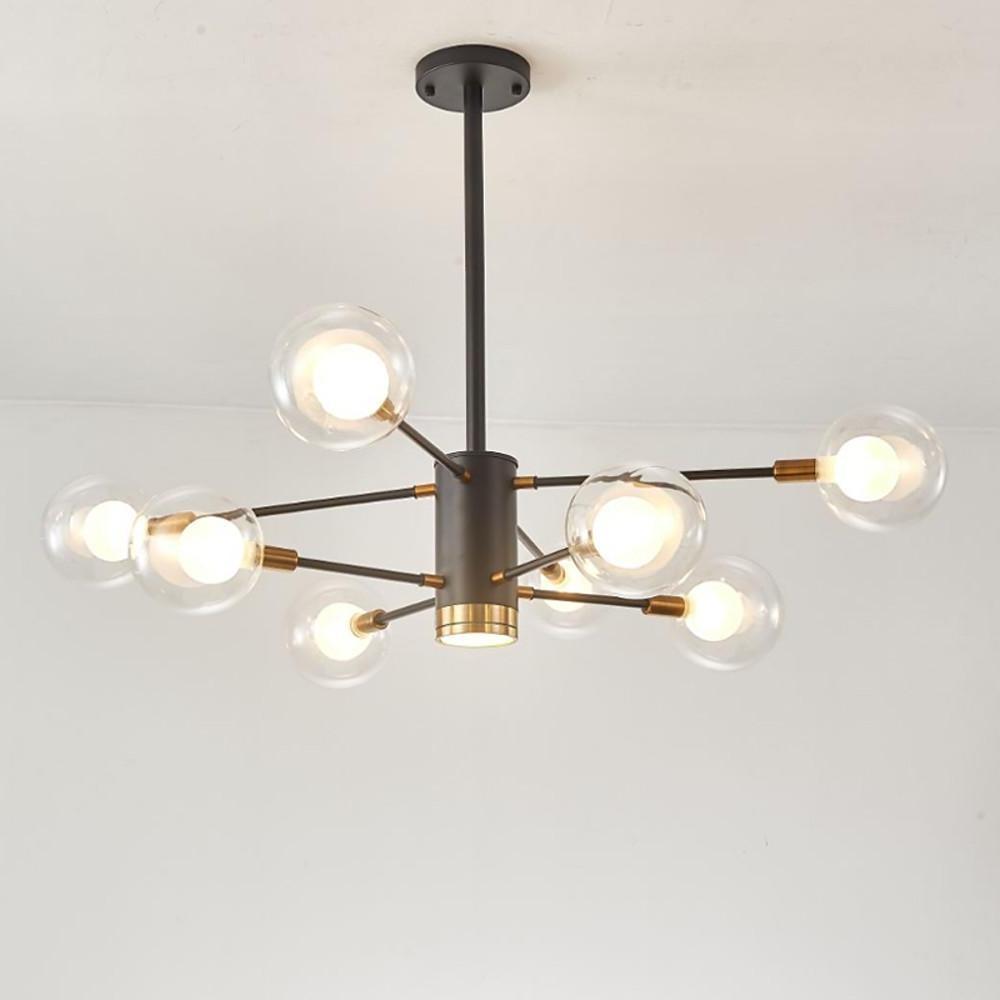 Sputnik Chandelier, 8-Light — Metal and Glass, G9 LED, 38" Diameter, Black and Gold