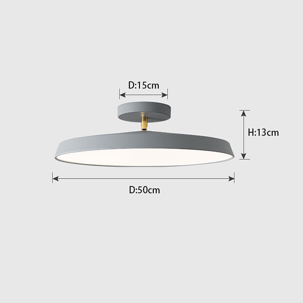 Circular Art Deco Semi-Flush Mount Ceiling Light — Aluminum & PVC, Adjustable 1-Light LED, 56W, 20" Diameter