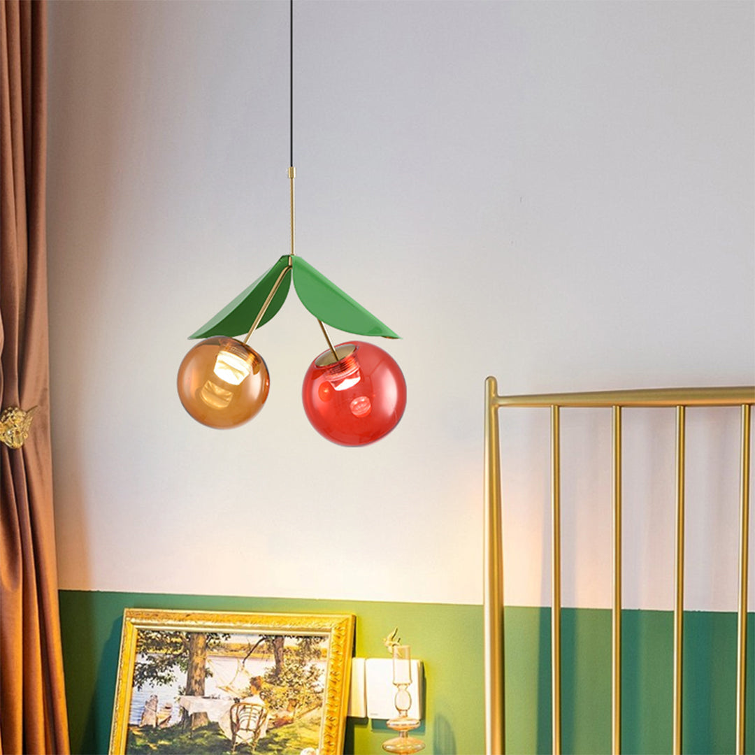 Cherry Glass Globe Mini Pendant — Electroplated Metal, LED, 6W / 12W, Three-Color Dimming