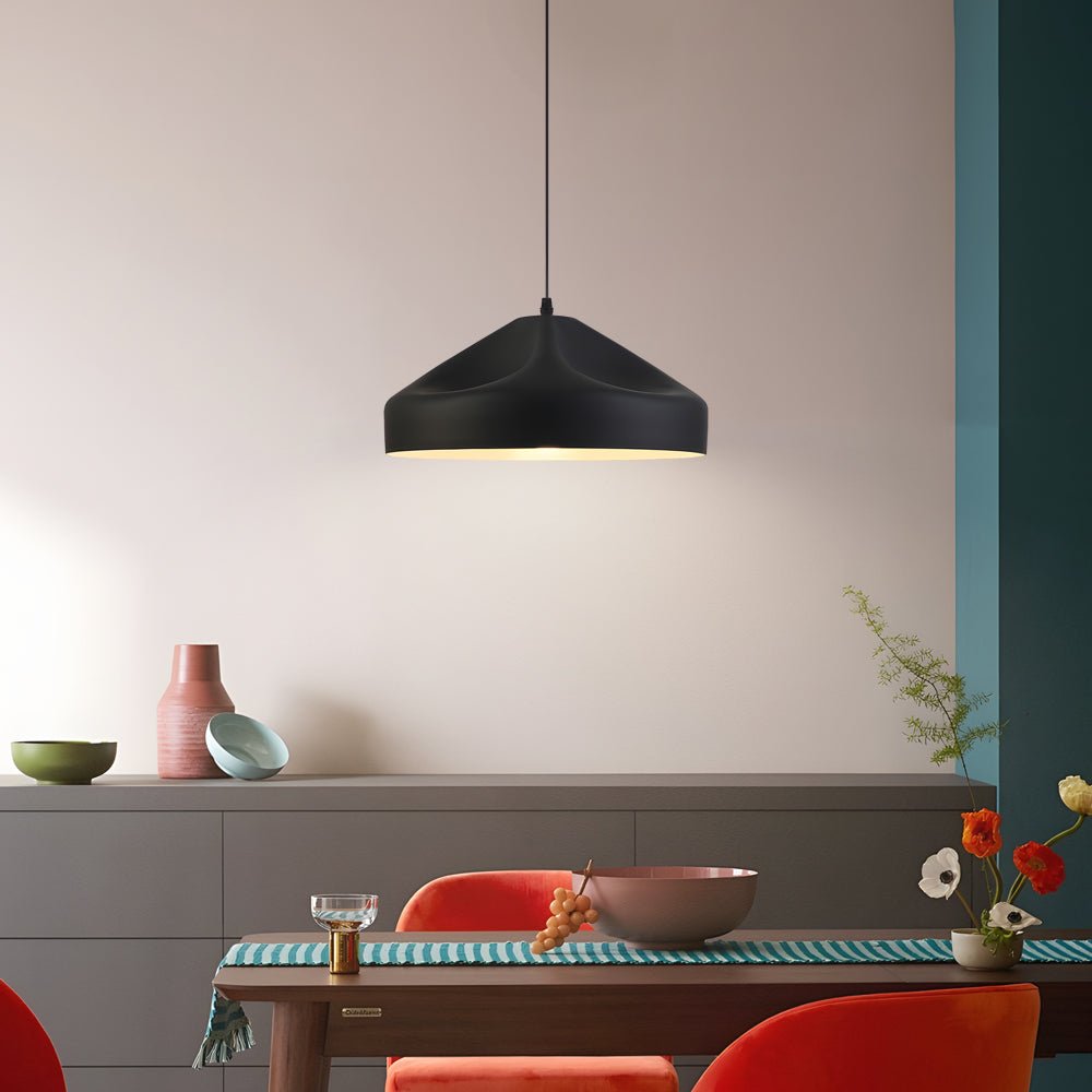 Pleat Box 1-Light LED Pendant — Aluminum, Black or White, E27 15W, 47.2" Adjustable Cord