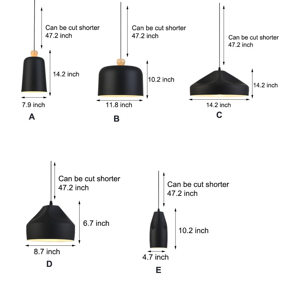 Pleat Box 1-Light LED Pendant — Aluminum, Black or White, E27 15W, 47.2" Adjustable Cord