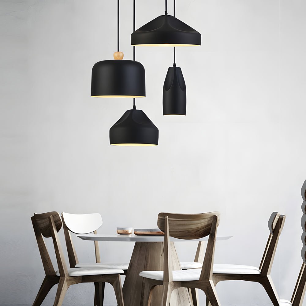 1-Light Pleat Box LED Pendant Lamp - Black and White Aluminum Hanging Light