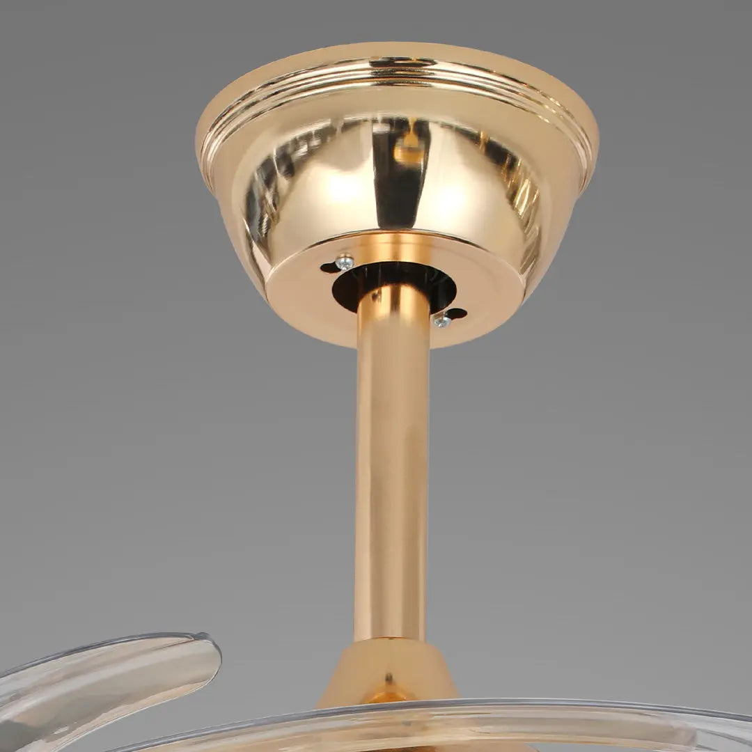 Gold 4-Blade Ceiling Fan with Crystal Light Design and Invisible Lamp Luxe