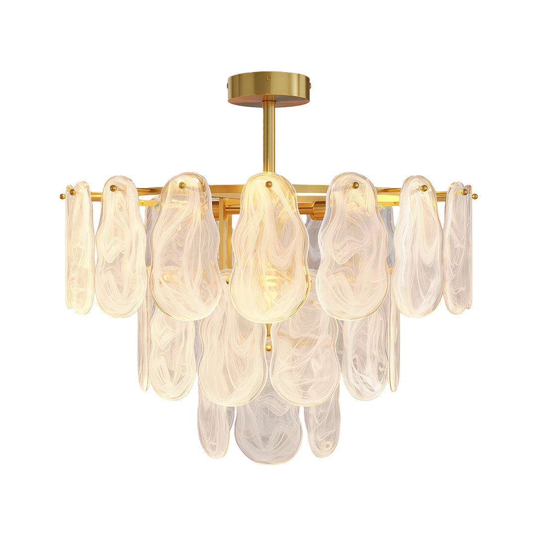 Mid-Century Modern Chandelier — Full-Copper Frame, Transparent Glass, E14, Multiple Sizes