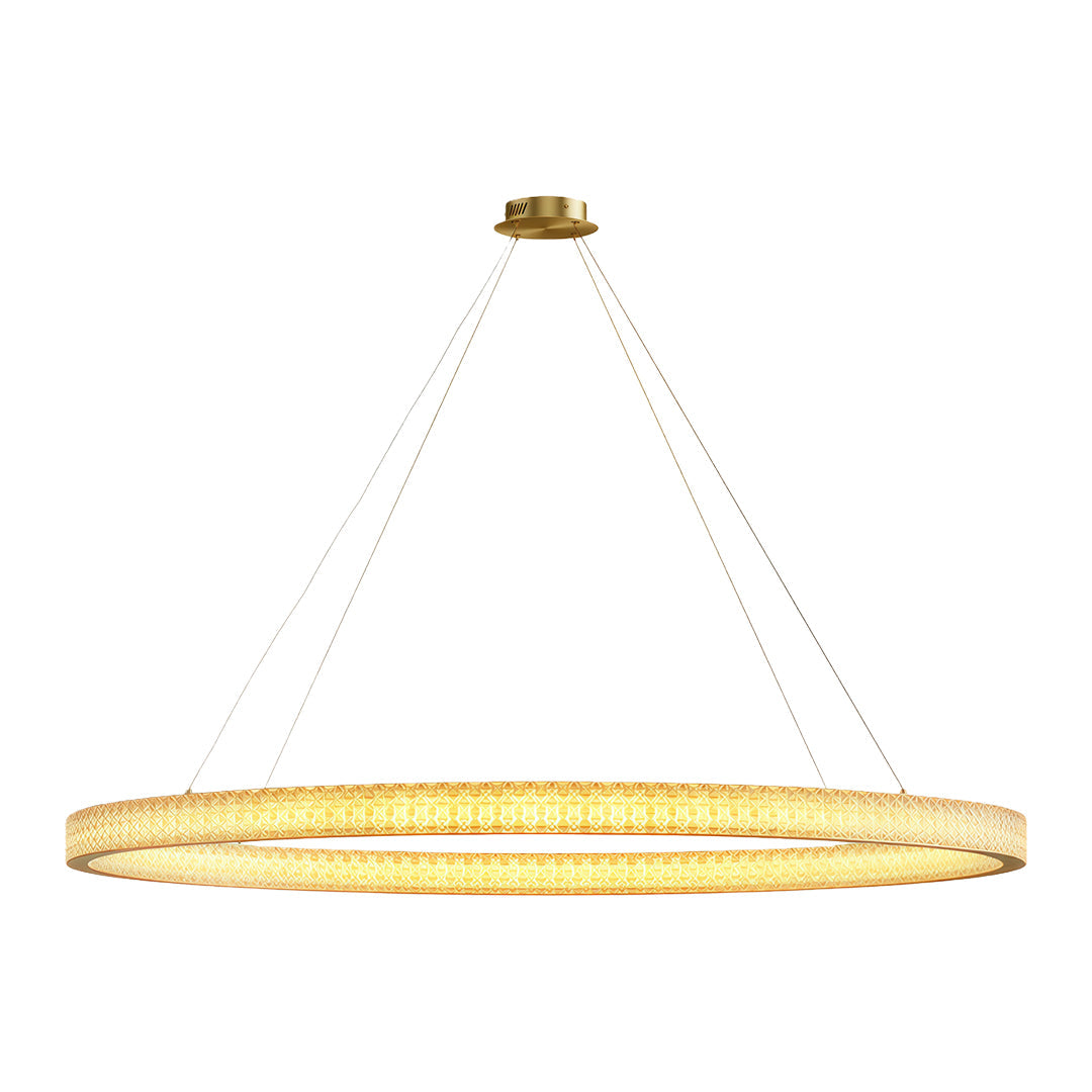 Circular Ring Chandelier — Full Copper, Dimmable LED, 50W–220W, Multiple Sizes