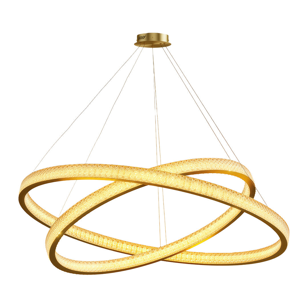 Circular Ring Chandelier — Full Copper, Dimmable LED, 50W–220W, Multiple Sizes