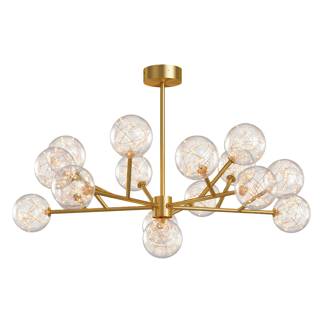 Full Sky Star Glass Globe Chandelier — Copper / Chrome / Black, 10 to 19-Head, Three-Color Dimming
