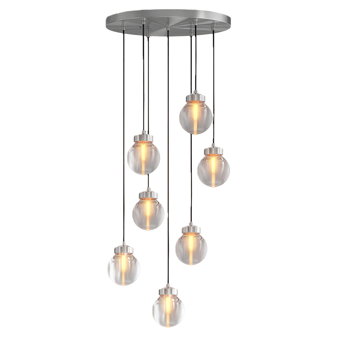 Contemporary Copper Chandelier — Solid Brass Frame, Clear Glass Shades, G9, 1- to 19-Light, Black / Chrome / Copper Finish