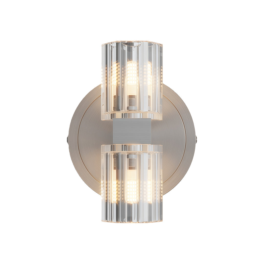 Modern Crystal Wall Sconce — Copper Frame, Dual-Light, G4, 4.72" × 7.87"