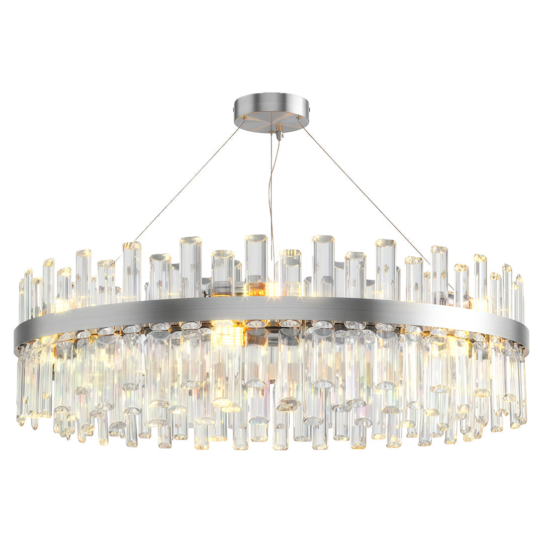 Geometric Crystal Chandelier — Copper-Iron Frame, E14, 23.6" or 31.5", Black / Chrome / Copper