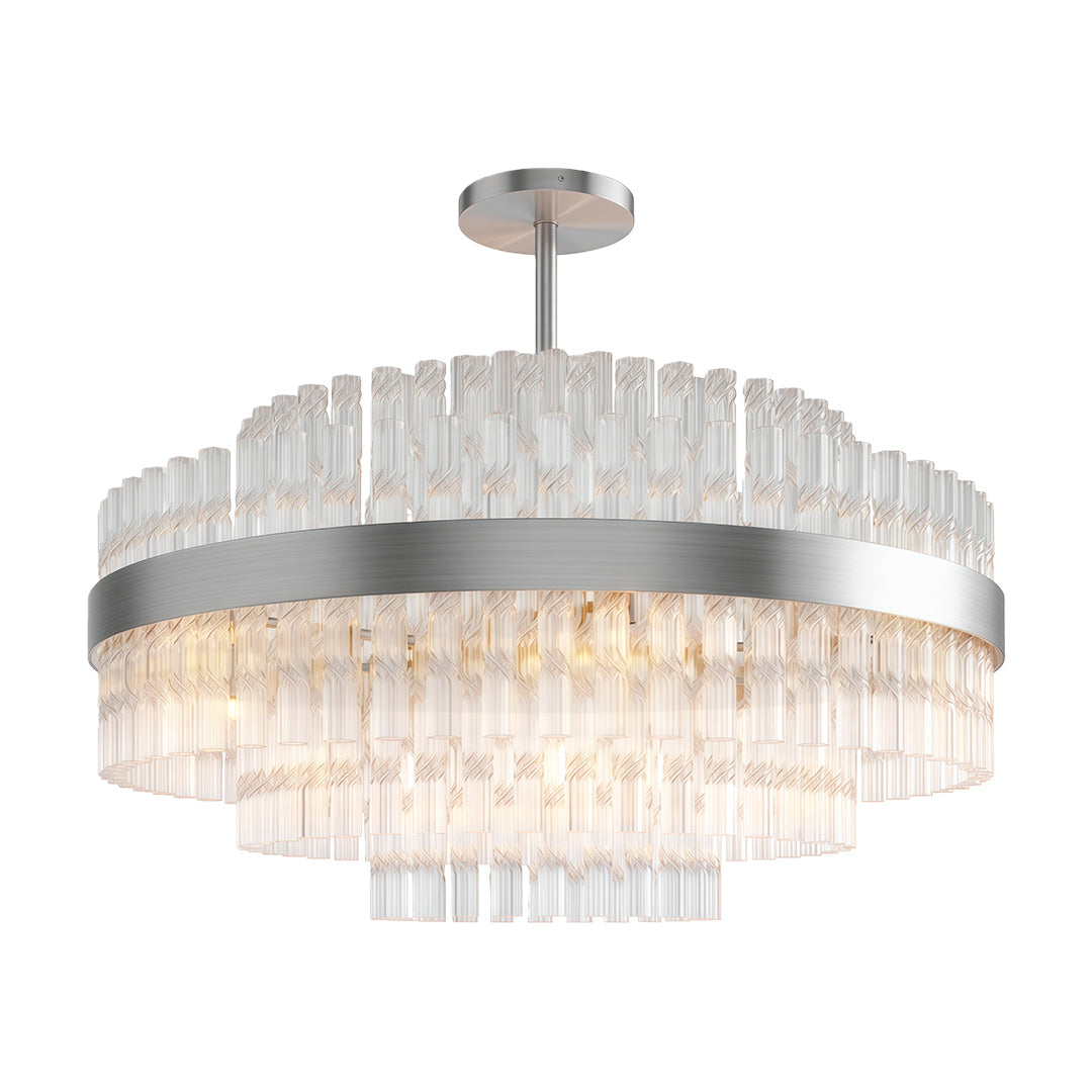 Industrial Modern Chandelier — Solid Brass, Transparent Glass, G9, Multiple Sizes
