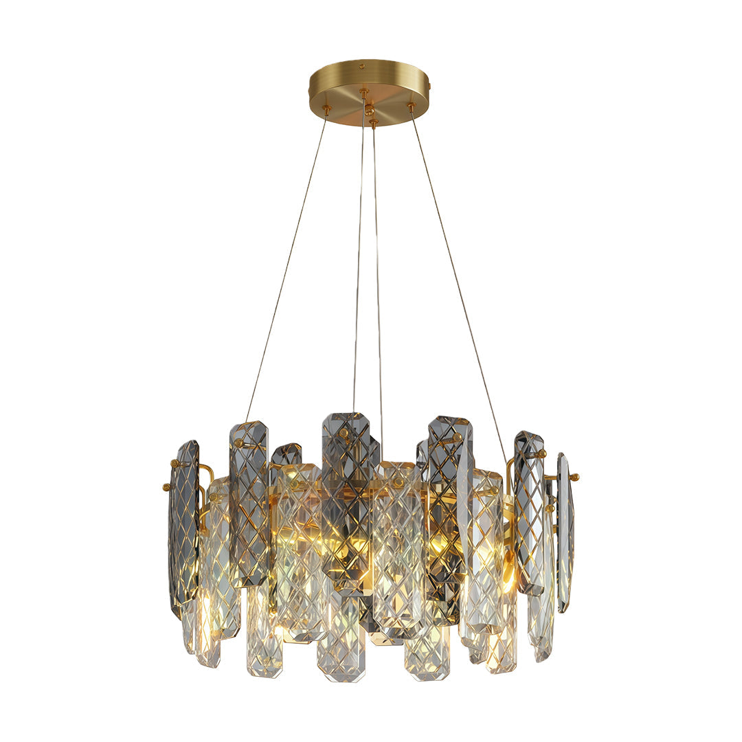 Contemporary Crystal Chandelier — Copper / Chrome / Black, Cut Crystal, Eye-Protecting, 47.2" Adjustable Chain