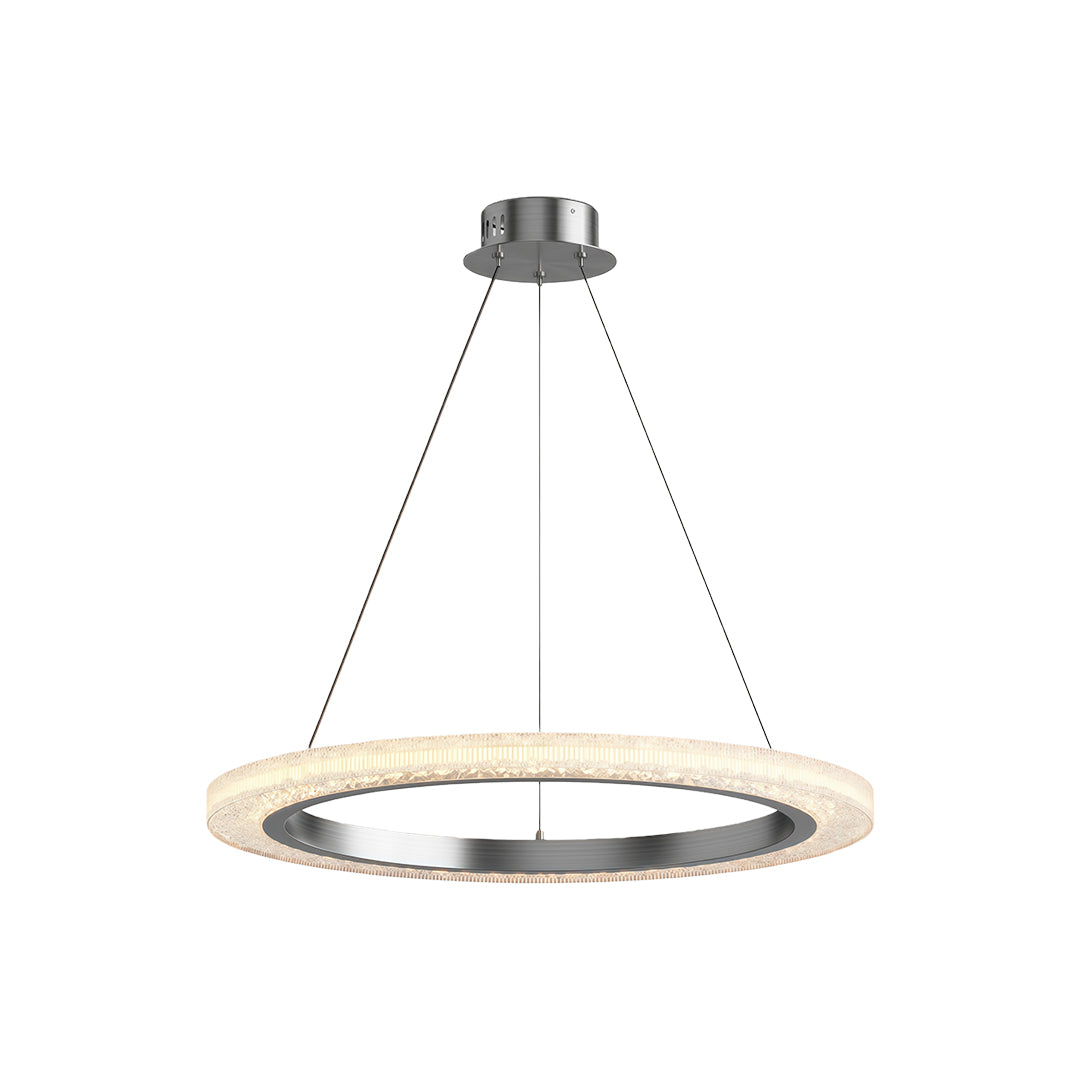 Round Ring Chandelier — Aluminum & Acrylic, 23.6"–31.5", Single/Double/Triple, Three-Color Dimming, Copper/Nickel/Black
