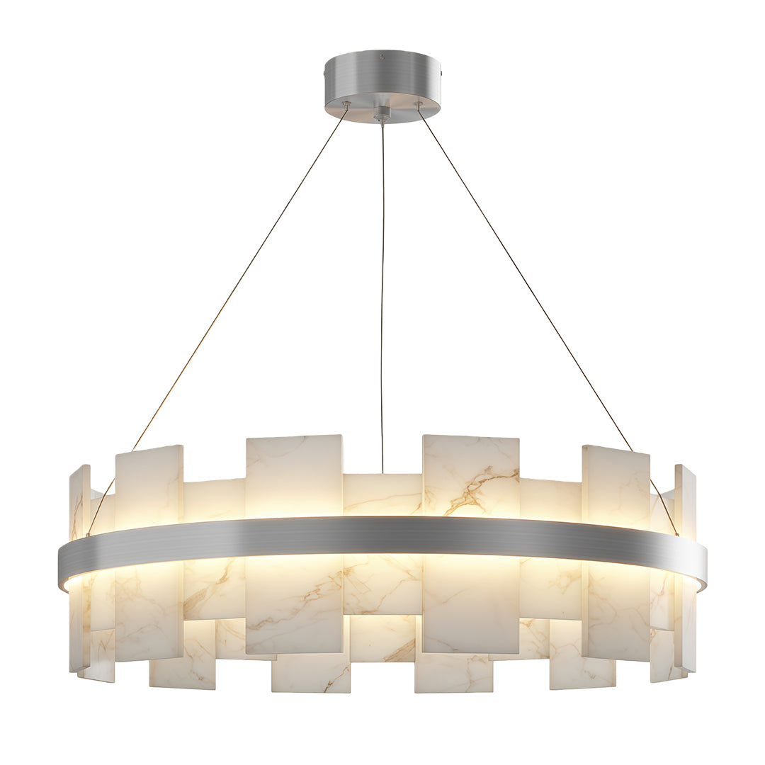 Cloud Stone Modern Chandelier — Solid Brass, 3000K/4000K/6000K, 47.2" Chain, Brass / Nickel / Black