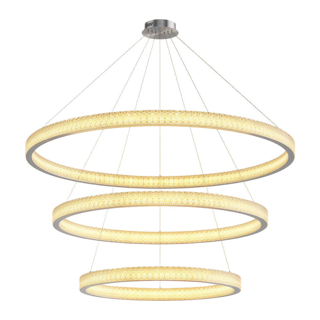 Circular Ring Chandelier — Full Copper, Dimmable LED, 50W–220W, Multiple Sizes
