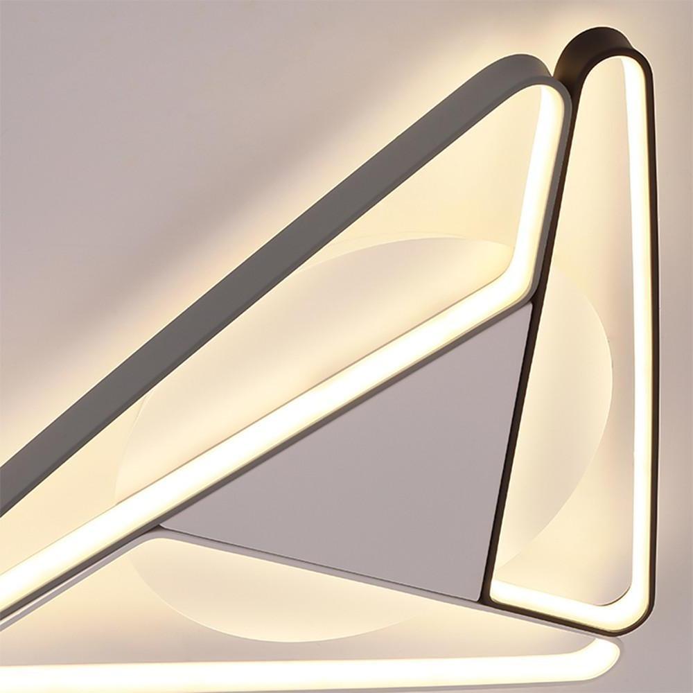 Geometric LED Flush-Mount Ceiling Light — Metal & PVC, 3-Light, 14W, 20" Diameter, Modern