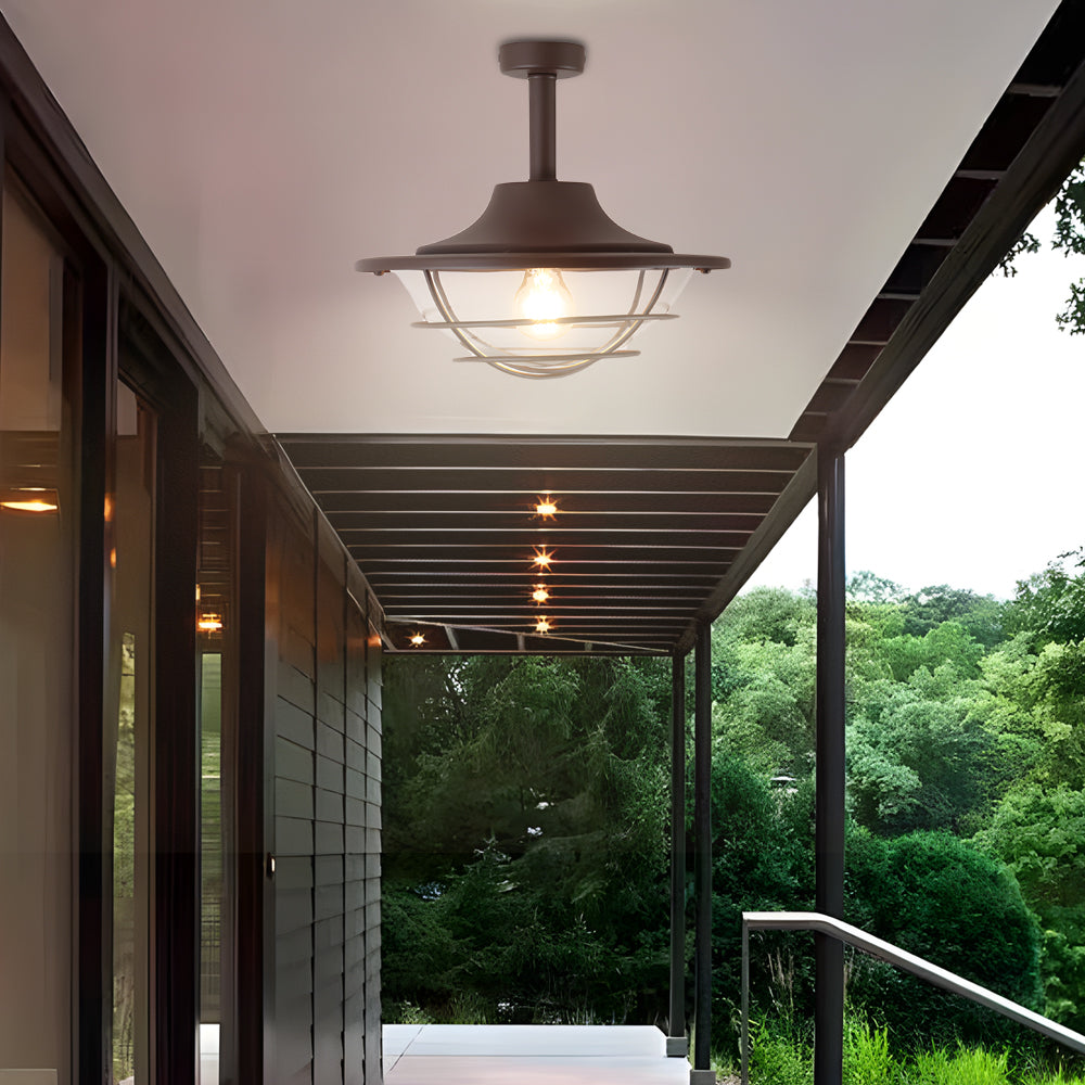Coastal Balcony Semi Flush Mount Ceiling Light - Wrought Iron Ceiling Fixture