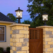 Classic Outdoor Pillar Light — Sand-Black Cast Aluminum and Glass, 9W E26, IP44, 3000K
