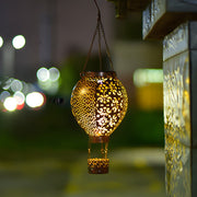 portable cast iron solar lanterns hot air balloon design for hanging outdoor garden decor
