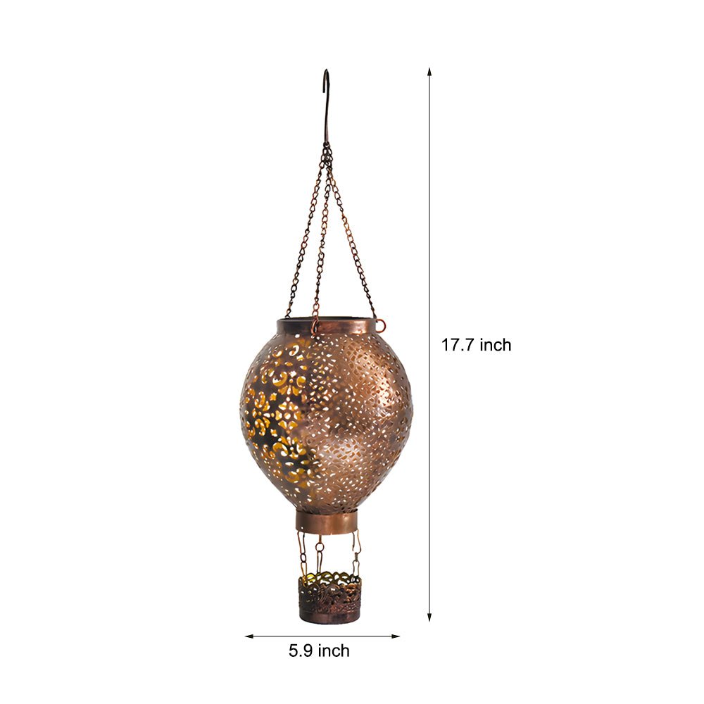 portable cast iron solar lanterns hot air balloon design for hanging outdoor garden decor