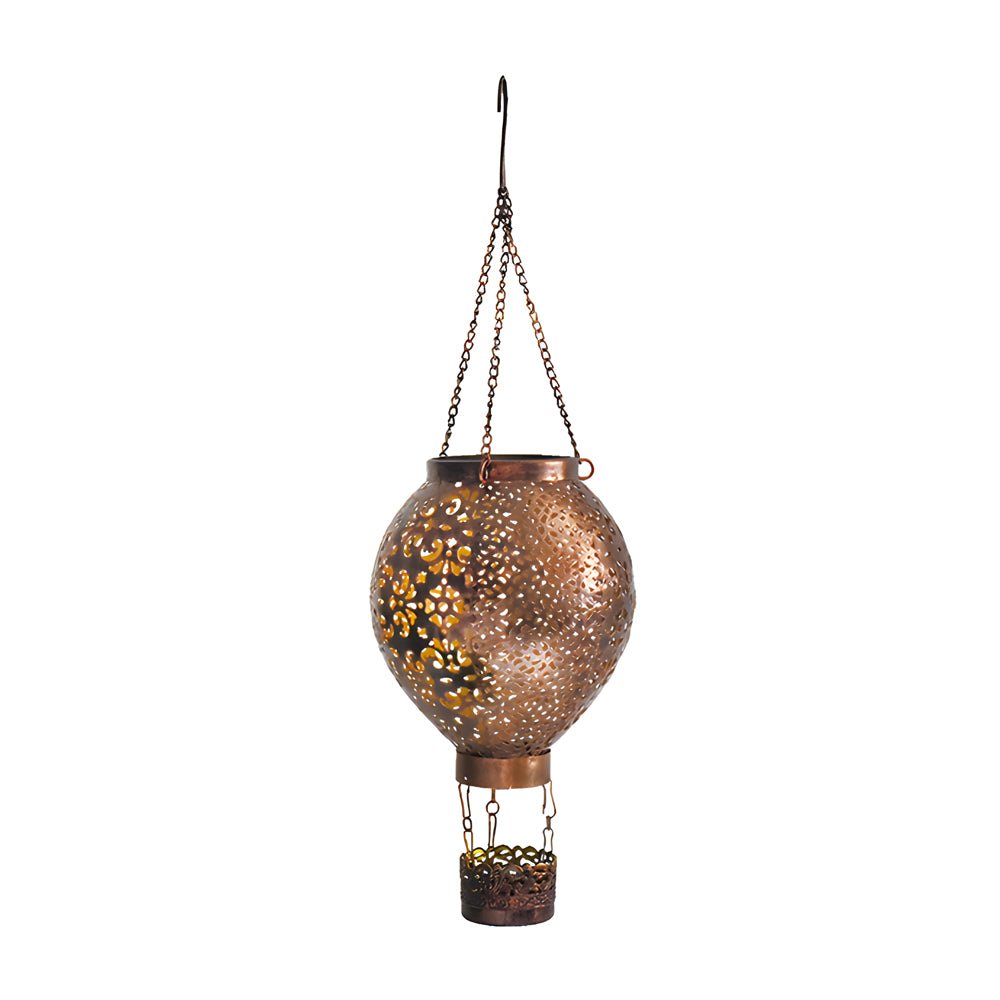 portable cast iron solar lanterns hot air balloon design for hanging outdoor garden decor