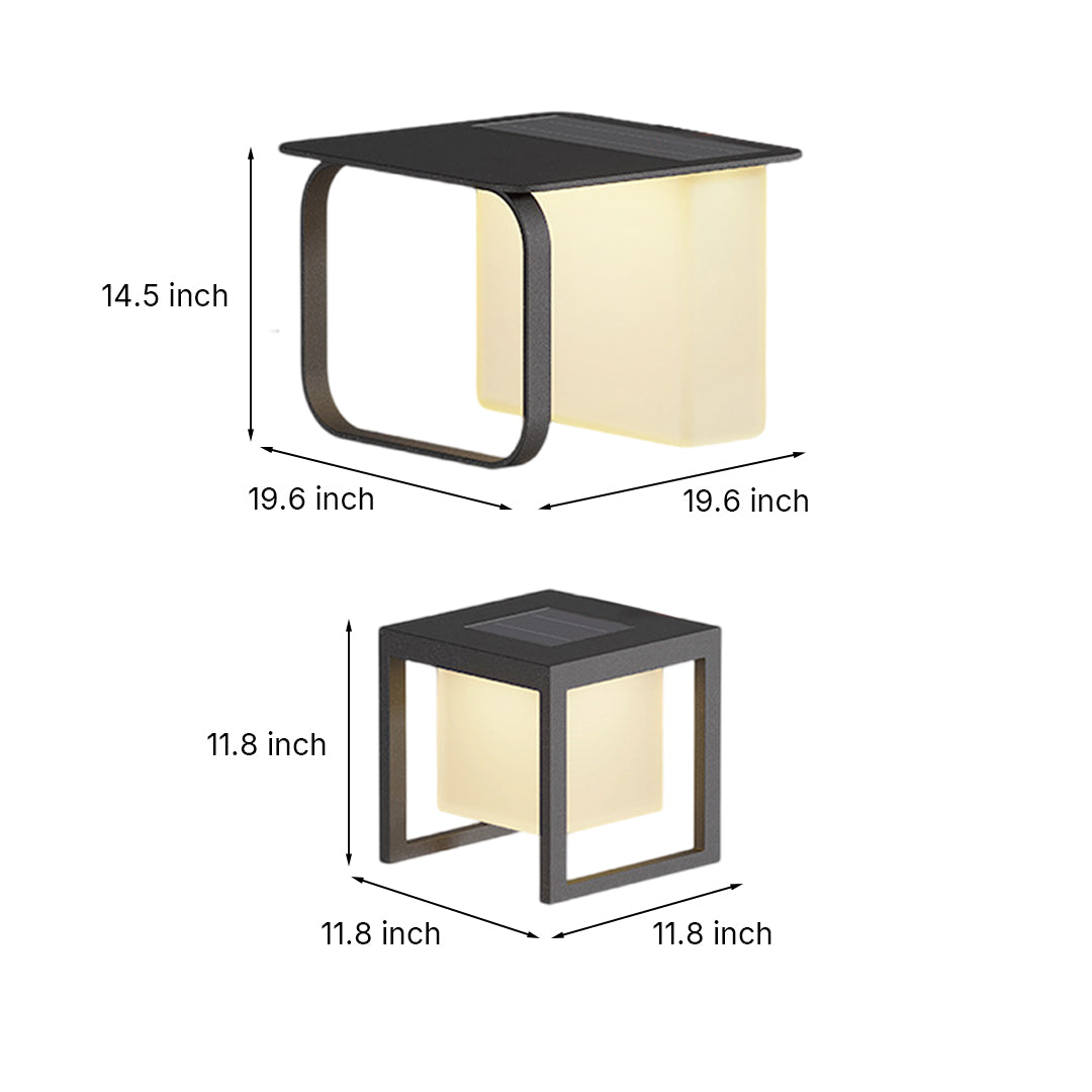 Solar Outdoor Floor Lamp with Table or Chair — Stainless Steel, 12W LED 3000K, IP65, Remote Control