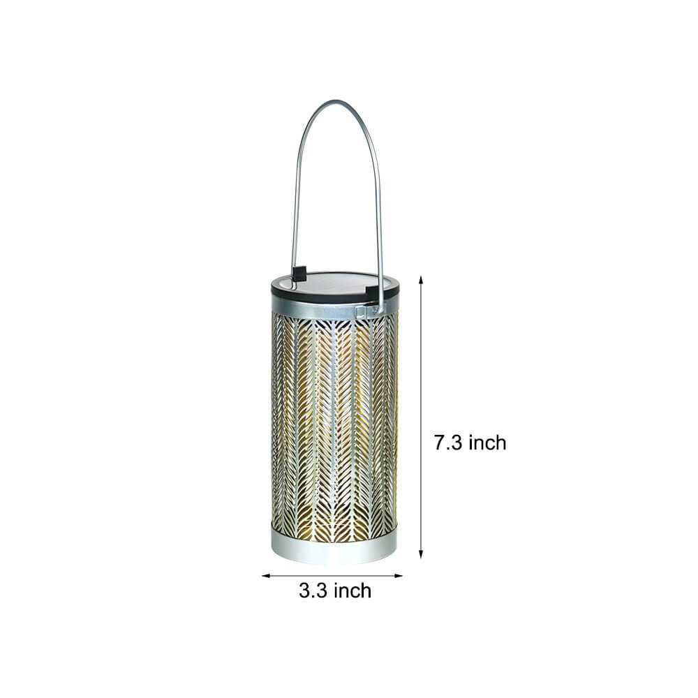portable hanging lantern with metal cutout design 73 inches solar powered
