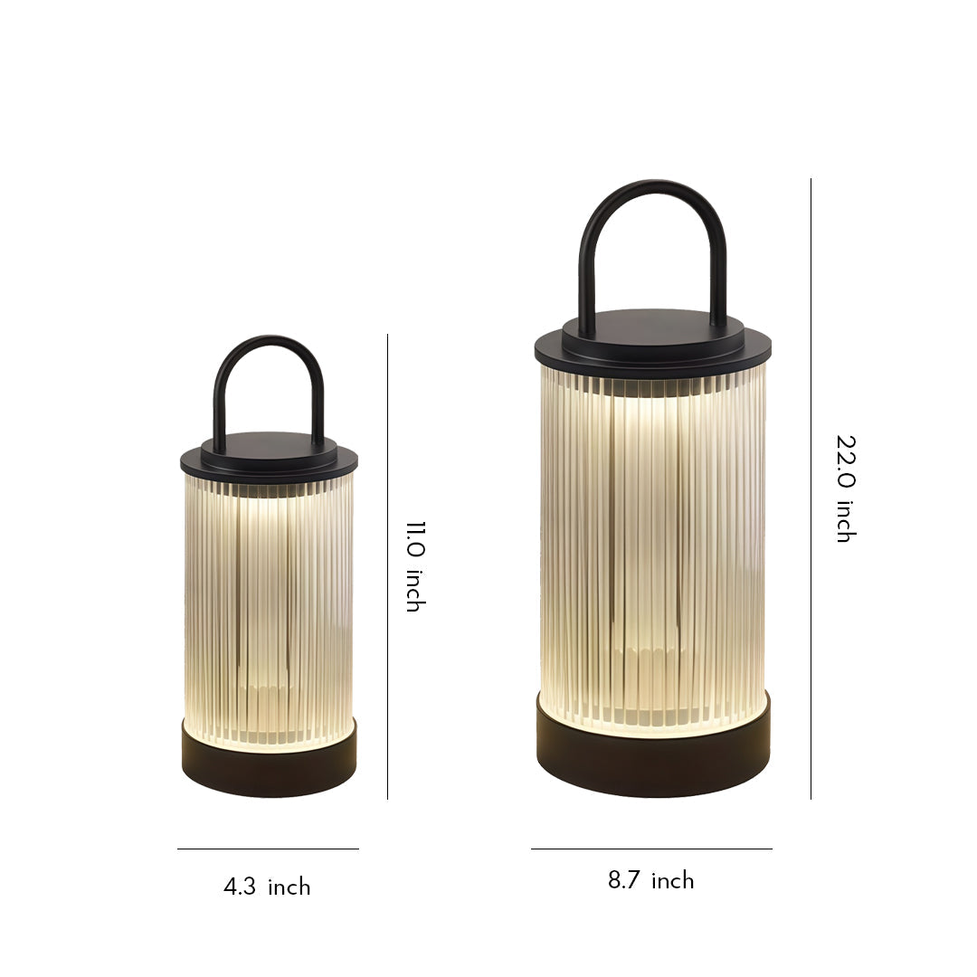 Modern Portable Outdoor Lantern — Stainless Steel, Solar / Hardwired, IP65, 3000K, 11" or 22"