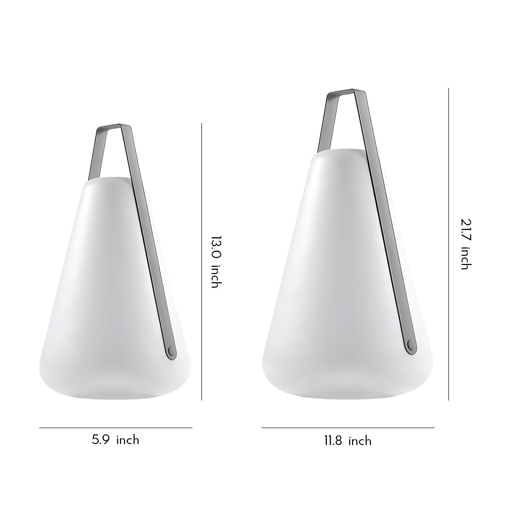 Portable Outdoor LED Lantern — Aluminum, Acrylic Shade, Solar / USB Rechargeable, IP65, Remote Control, Warm White 3000K