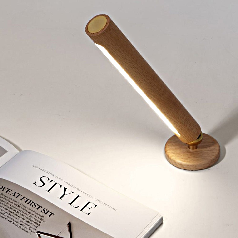 portable magnetic usb touch night light with rotating wooden design