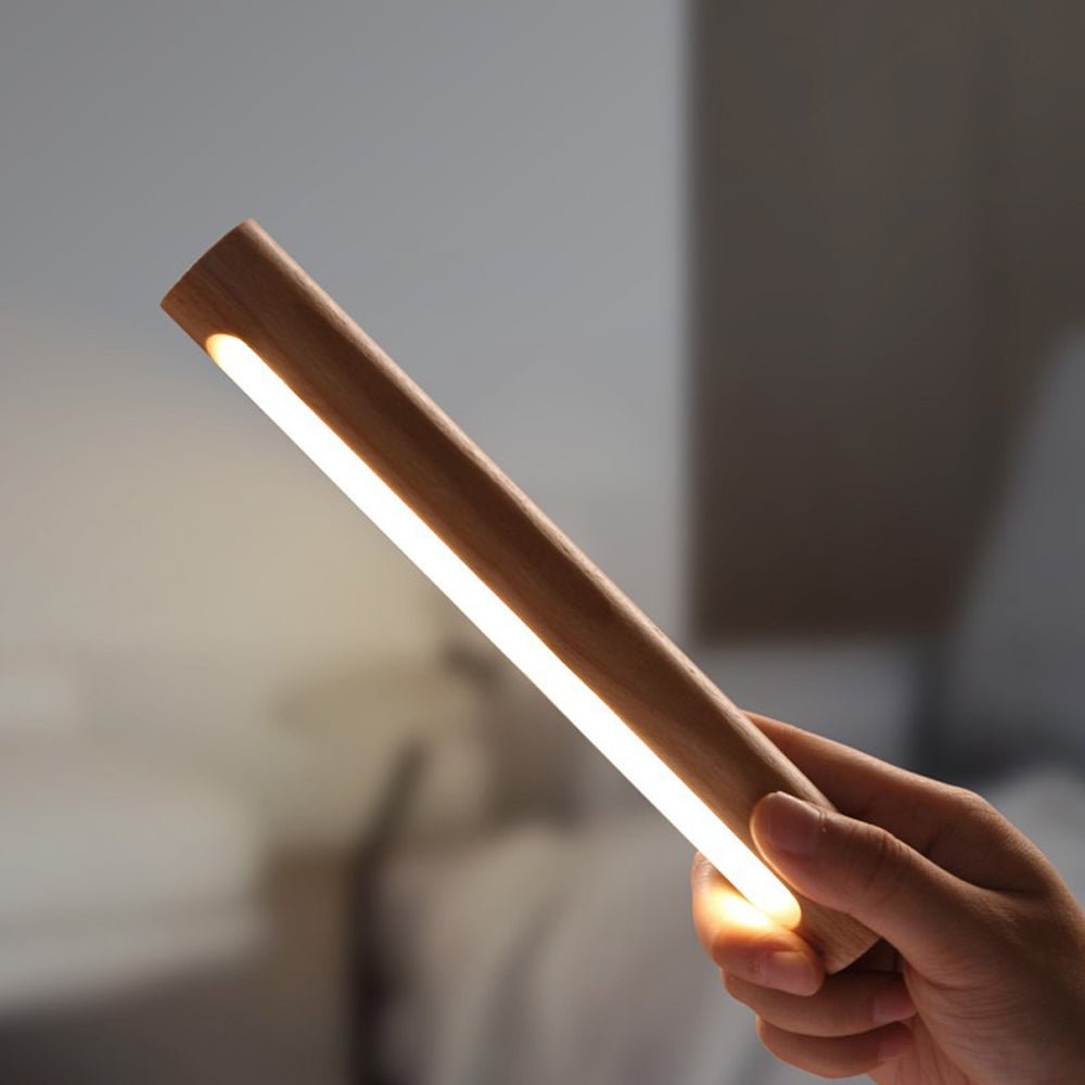 portable magnetic usb touch night light with rotating wooden design