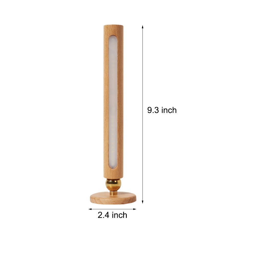 portable magnetic usb touch night light with rotating wooden design