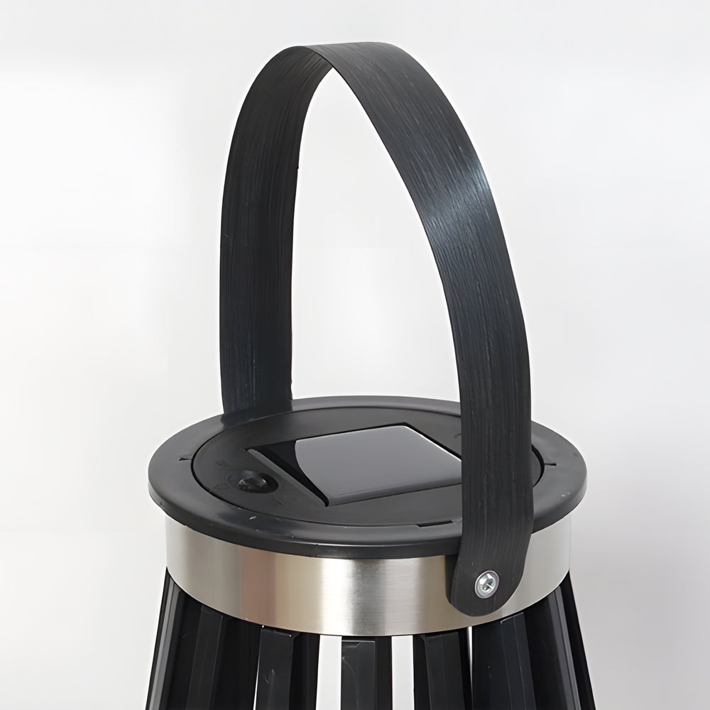 Solar Outdoor Garden Lantern — Black PP+PE, LED Warm White, IP65, Dusk-to-Dawn, Remote Control, 6.3" × 10.6"