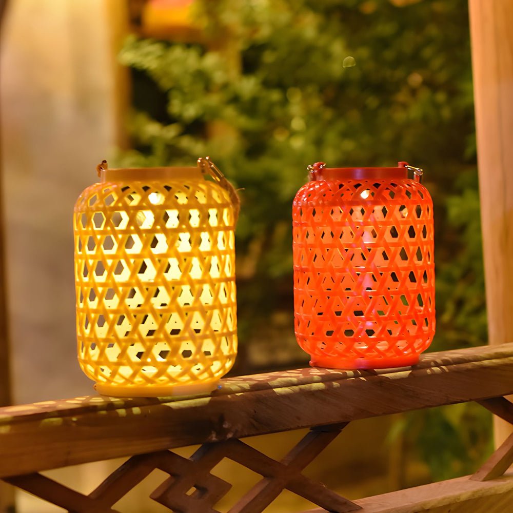 portable solar lanterns plastic rattan hanging lanterns for outdoor use led solar garden lights