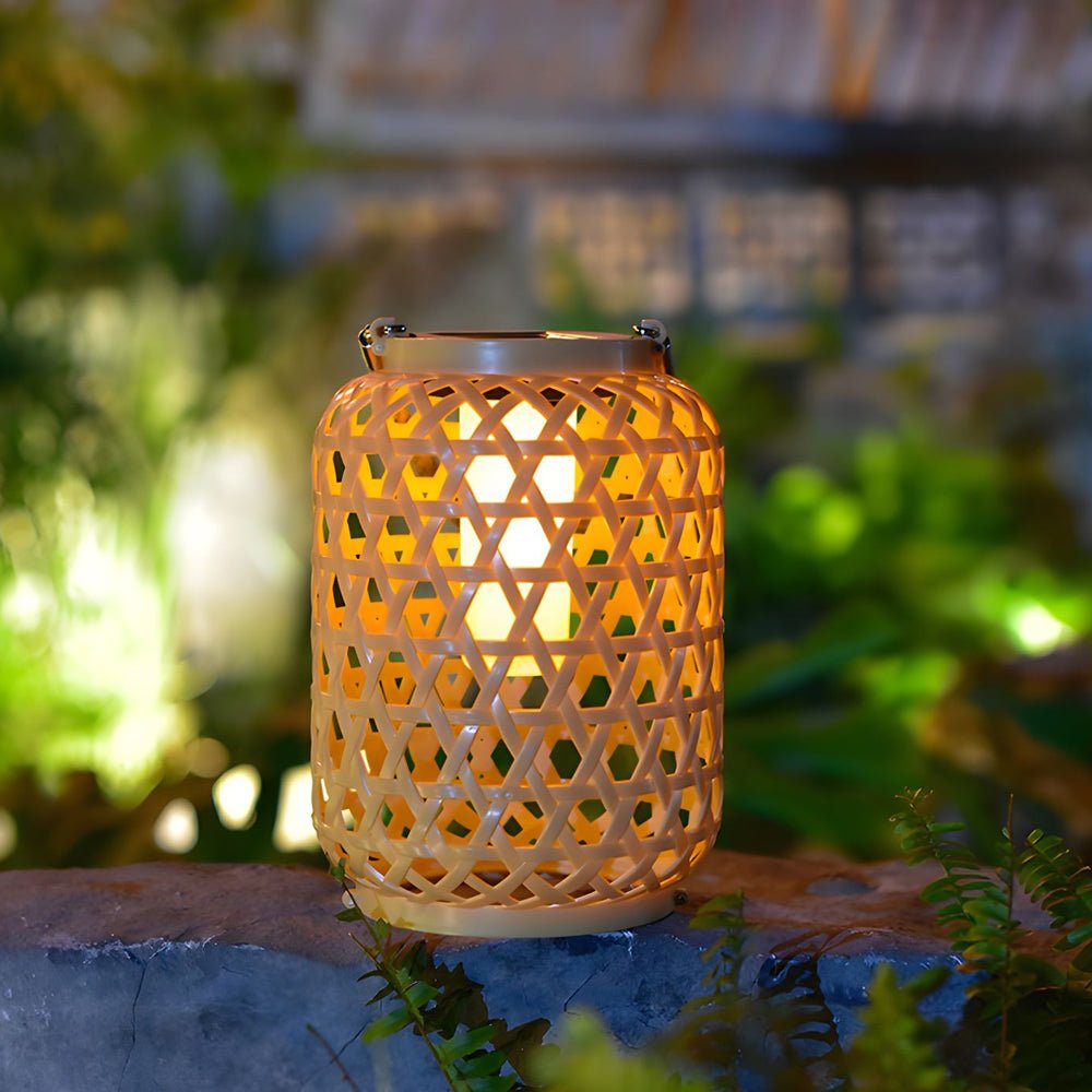 portable solar lanterns plastic rattan hanging lanterns for outdoor use led solar garden lights