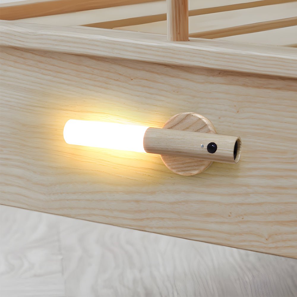 portable usb wood stick motion sensor night light with magnetic wall mount