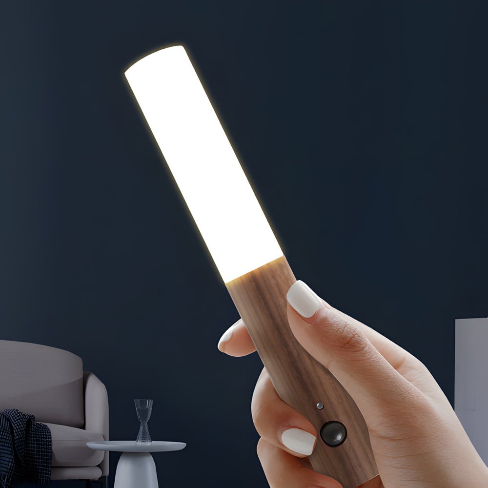 portable usb wood stick motion sensor night light with magnetic wall mount