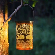 Retro Mid-Century Modern Solar Hanging Lantern — Iron, LED Warm White 3000K, IP55 Weatherproof, Portable
