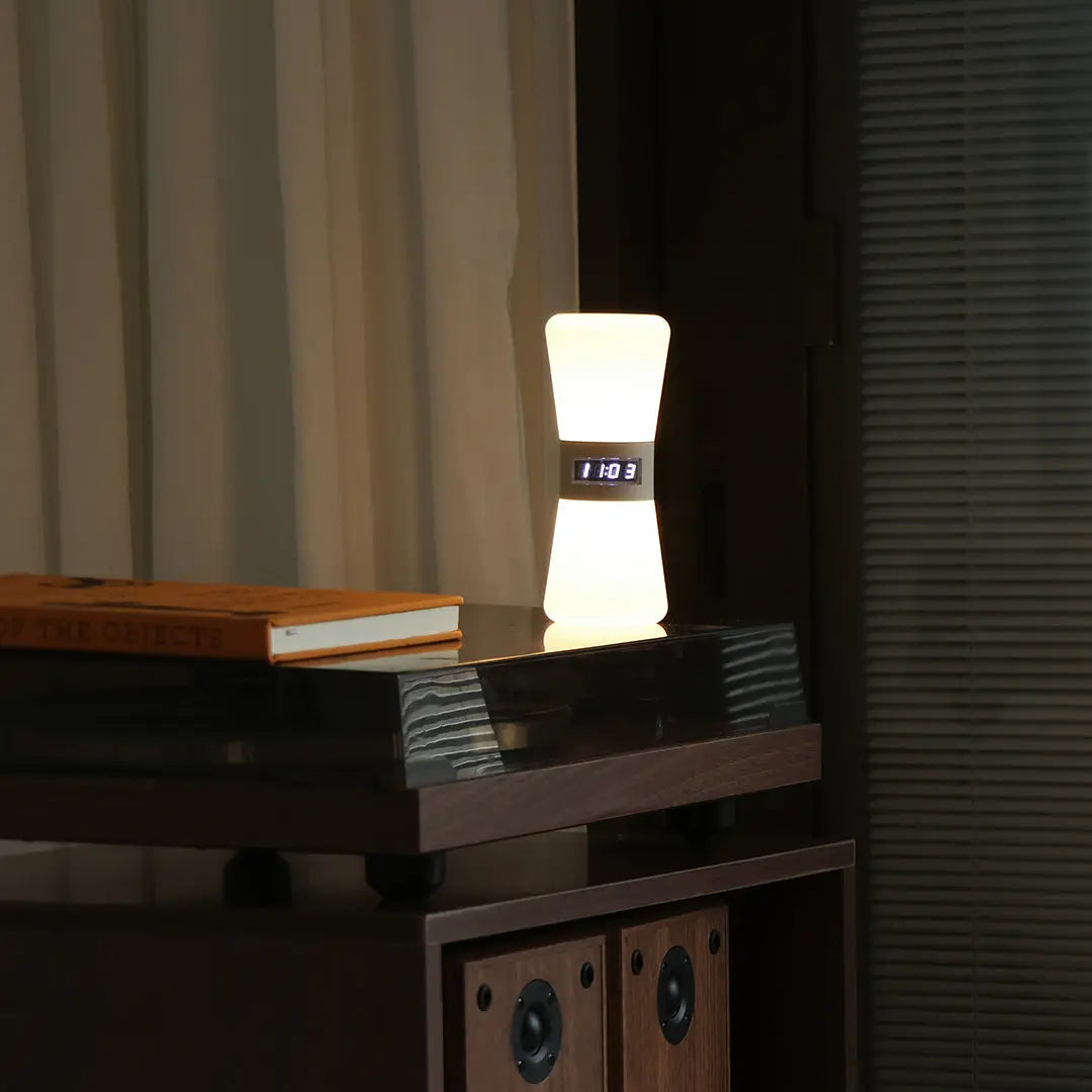 Small White Ambient Hourglass Lamp with Countdown Gravity Sensor Luxe