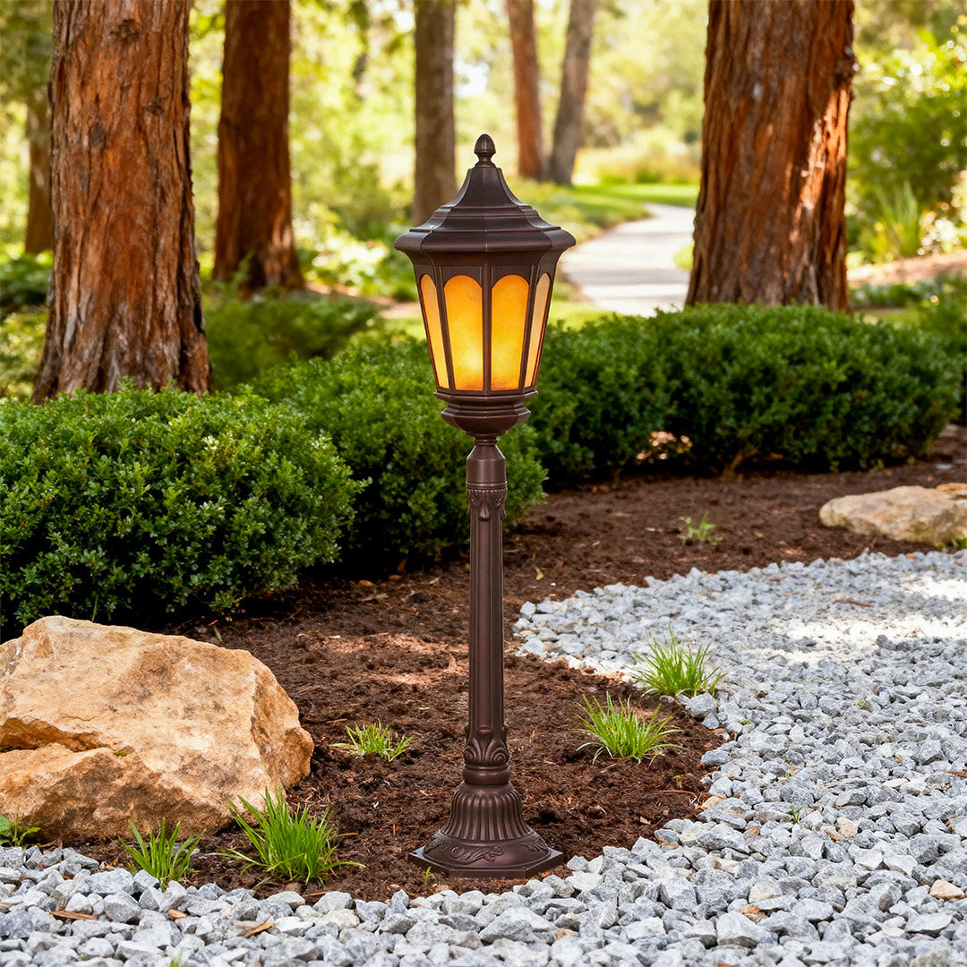 Traditional Column Outdoor Post Path Light — Sand-Black Aluminum, 18W LED, IP44, 48" Height