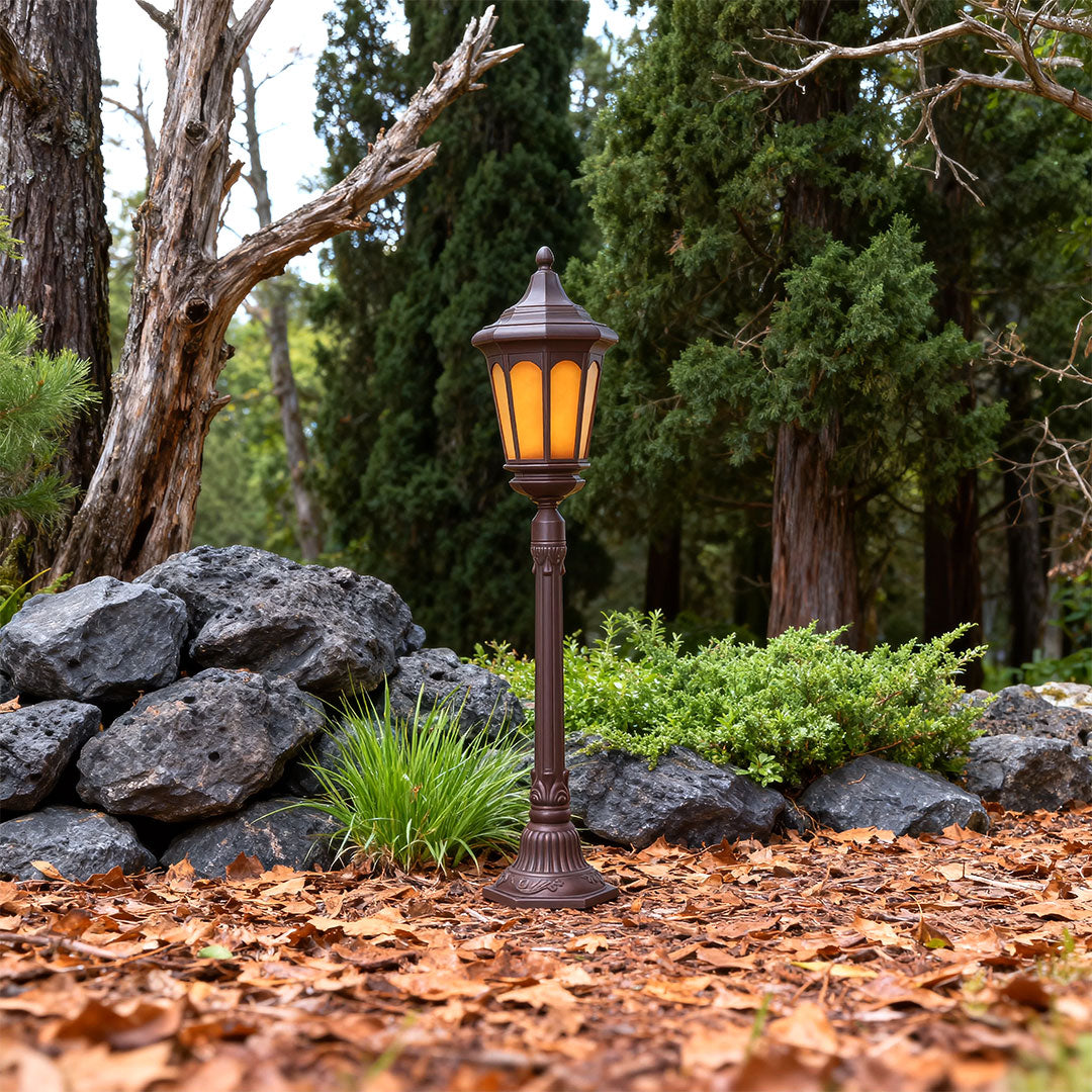 Traditional Column Outdoor Post Path Light — Sand-Black Aluminum, 18W LED, IP44, 48" Height