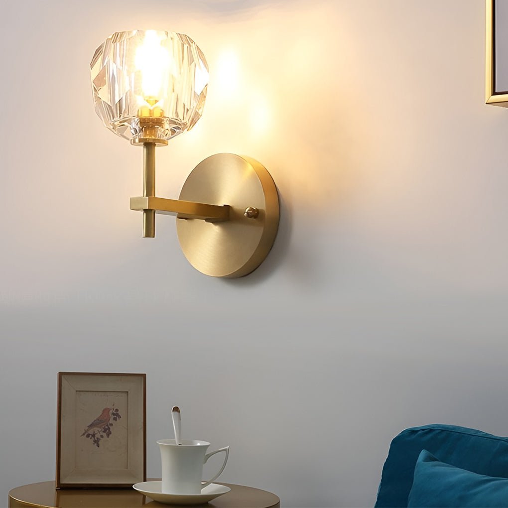 postmodern gold ball shaped led crystal wall sconce with plug in lighting