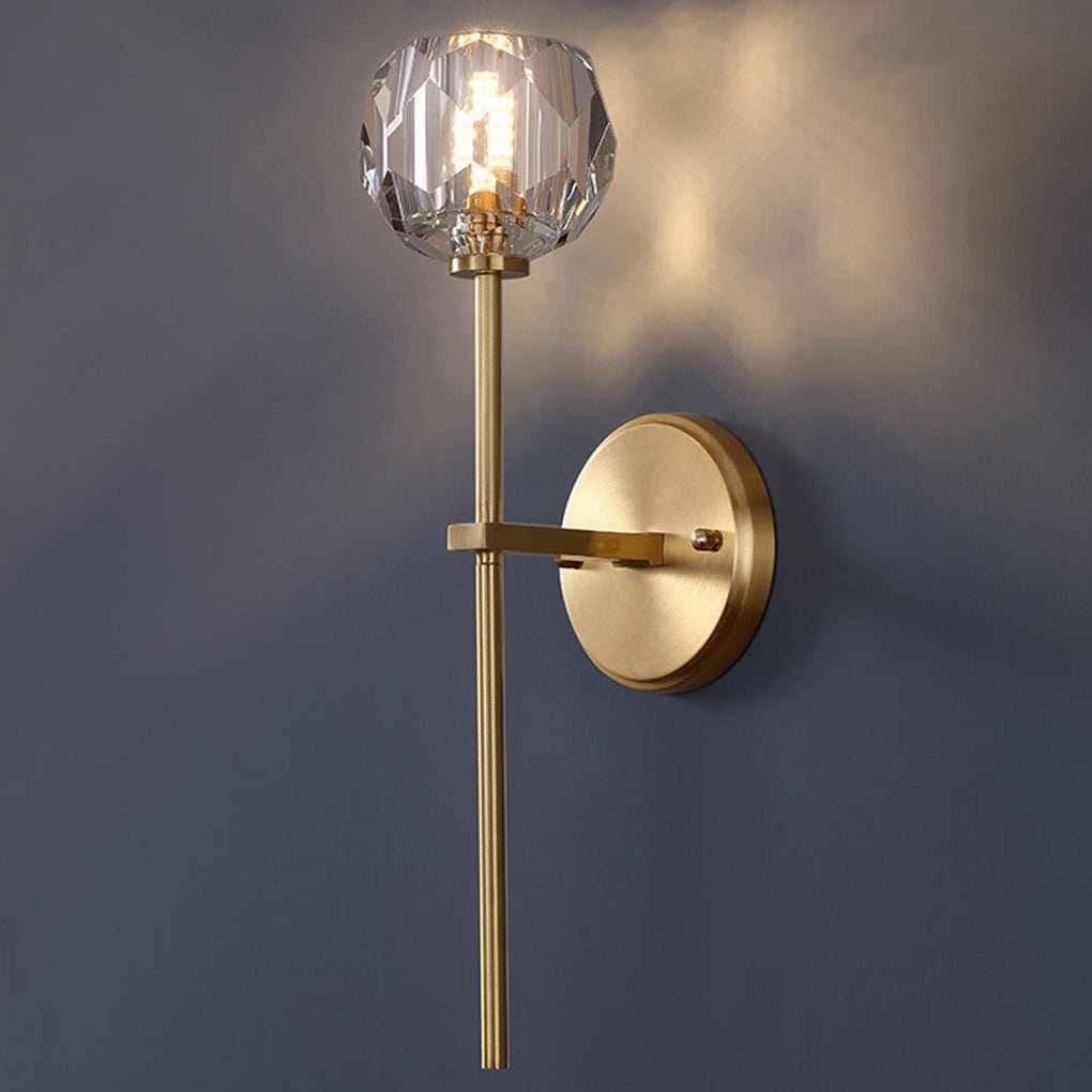 postmodern gold ball shaped led crystal wall sconce with plug in lighting