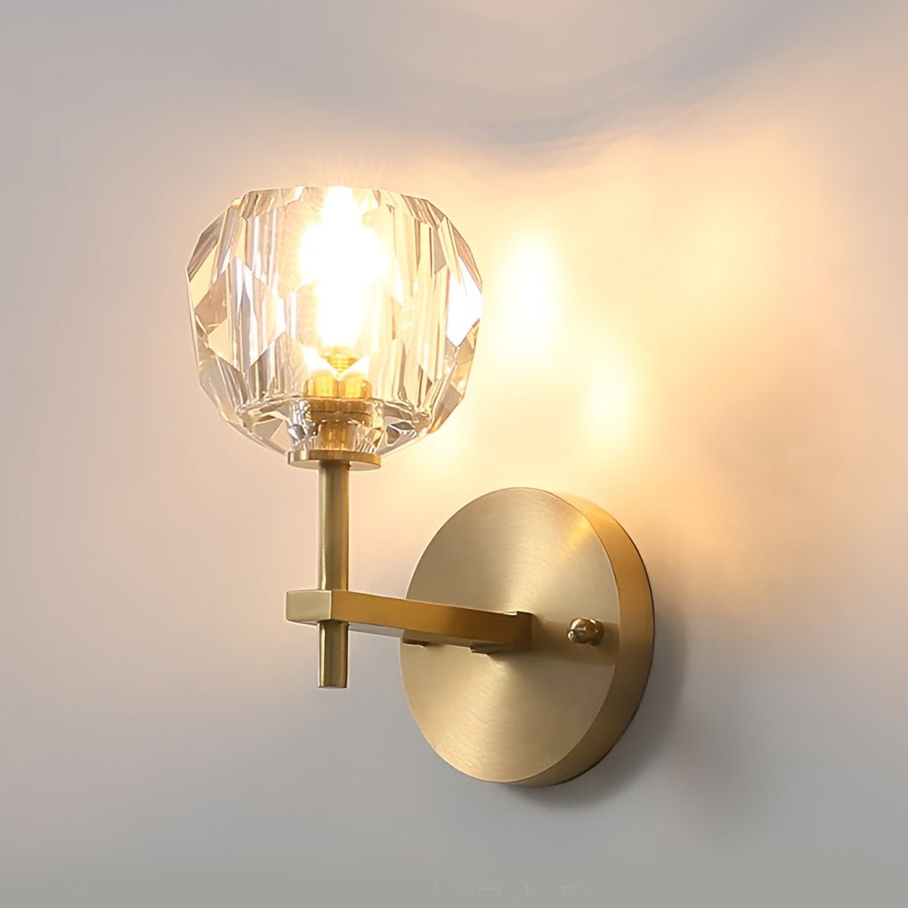 postmodern gold ball shaped led crystal wall sconce with plug in lighting